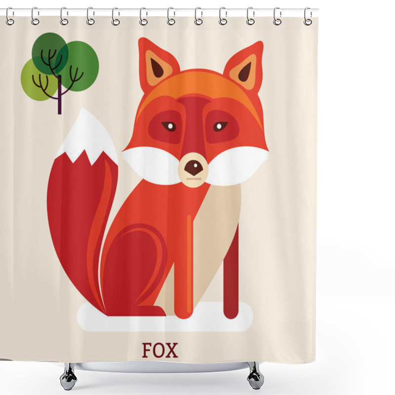 Personality  Illustration With Cute Fox Shower Curtains