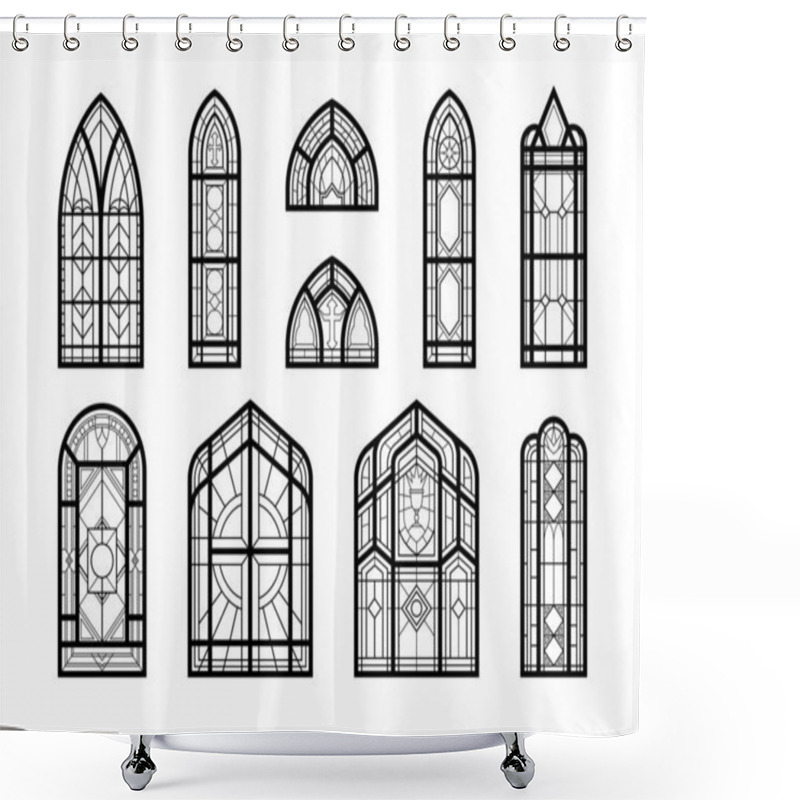 Personality  Church Windows Mosaic Set Shower Curtains