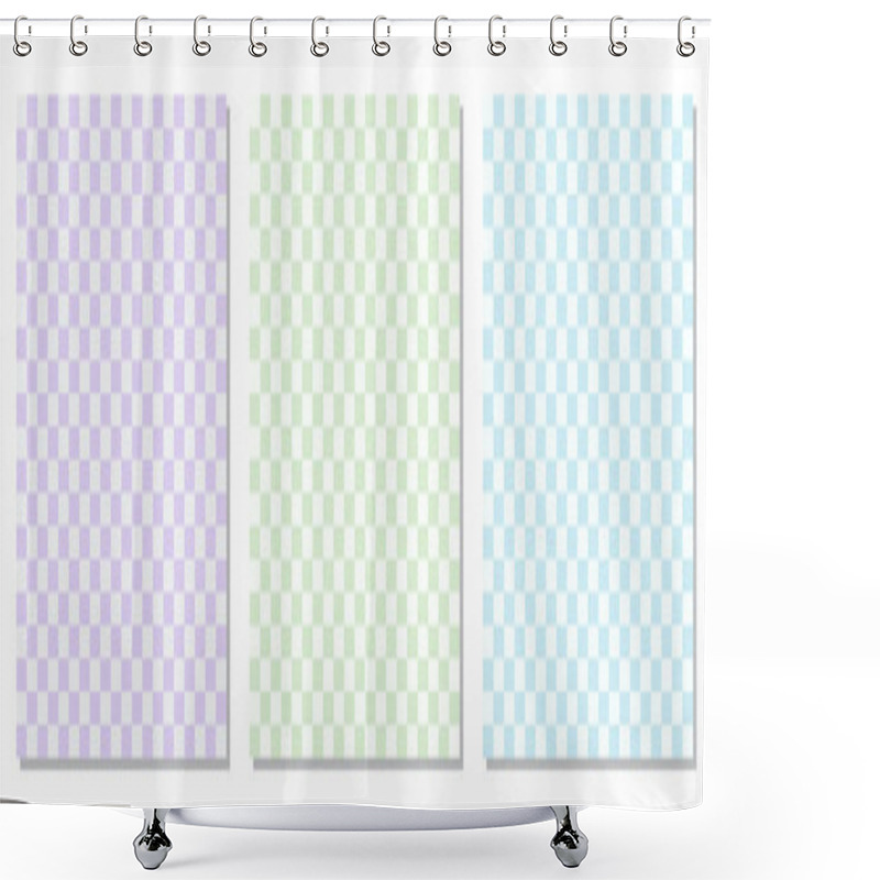 Personality  Set Of Checkered Retro 1970s Style Abstract Backgrounds Shower Curtains