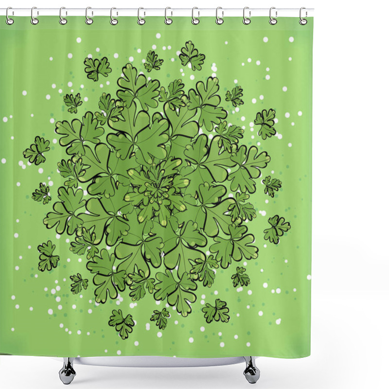 Personality  Symmetrical Geometric Circular Pattern Composition Of Plants. Shower Curtains