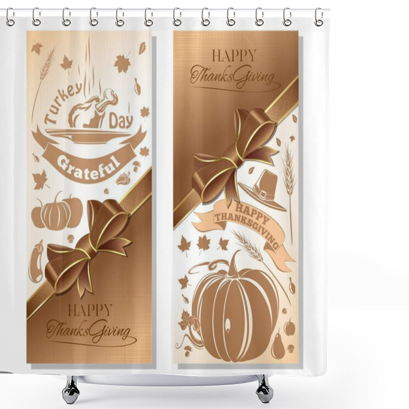 Personality  Banner Set For Thanksgiving Day Shower Curtains