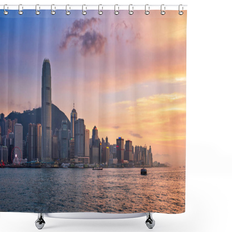 Personality  Junk Boat In Hong Kong Victoria Harbour Shower Curtains