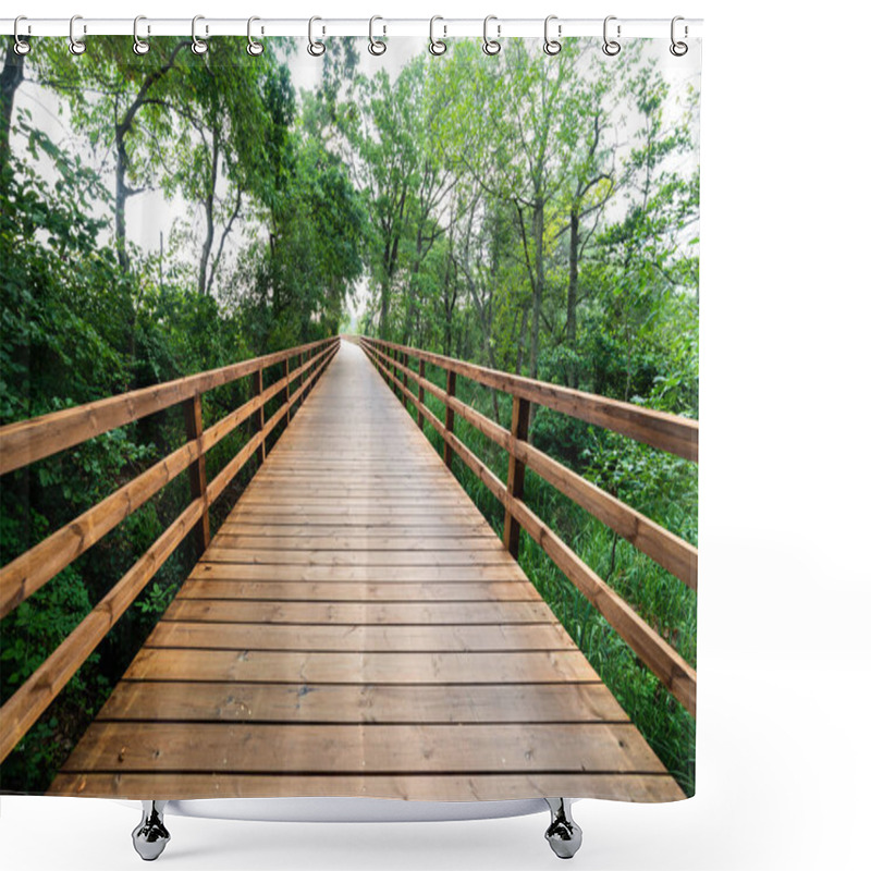 Personality  Wooden Path In The Forest Shower Curtains