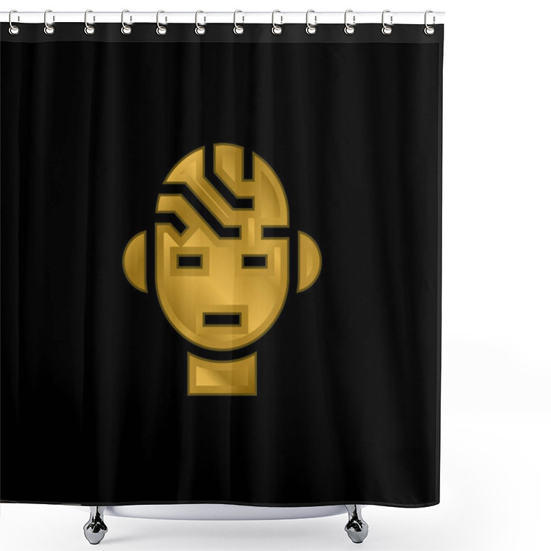 Personality  Brain Gold Plated Metalic Icon Or Logo Vector Shower Curtains