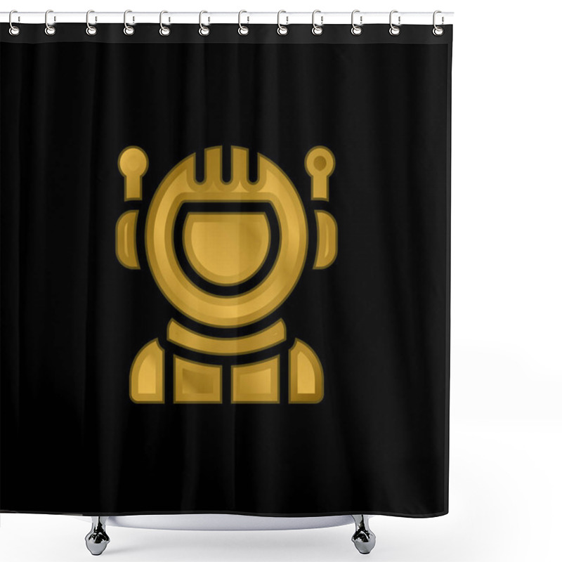 Personality  Astronaut Gold Plated Metalic Icon Or Logo Vector Shower Curtains