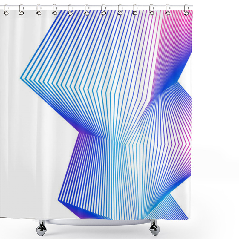 Personality  Design Elements. Curved Sharp Corners Many Streak. Abstract Vertical Broken Stripes On White Background Isolated. Creative Band Art. Vector Illustration EPS 10. Black Lines Created Using Blend Tool Shower Curtains