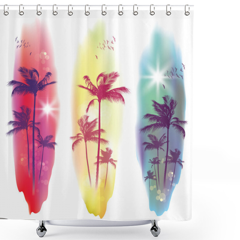 Personality  Exotic Palm Trees Background Banners Shower Curtains