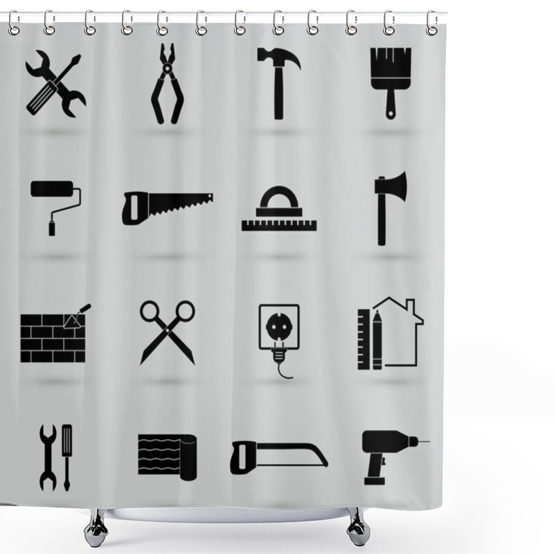 Personality  Simple Construction Icons Set. Universal Tools Icons To Use For Web And Mobile UI, Set Of Basic Construction Elements Shower Curtains