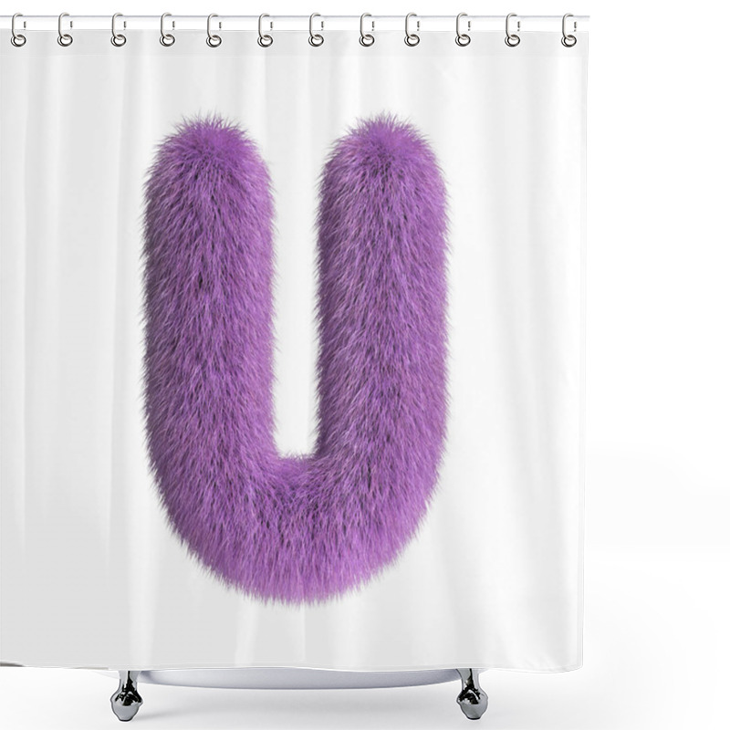 Personality  Hairy Font, Furry Alphabet, 3d Rendering, Letter U Shower Curtains