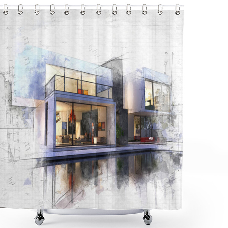 Personality  House Cube A One Pool Shower Curtains