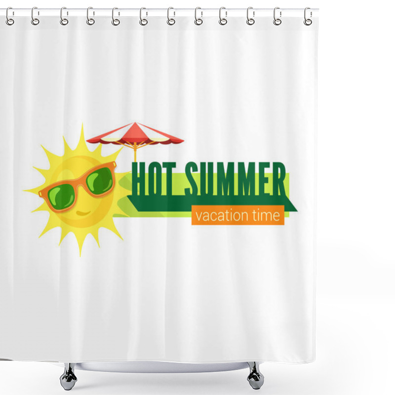 Personality  Sun In Sunglasses And Text. Shower Curtains