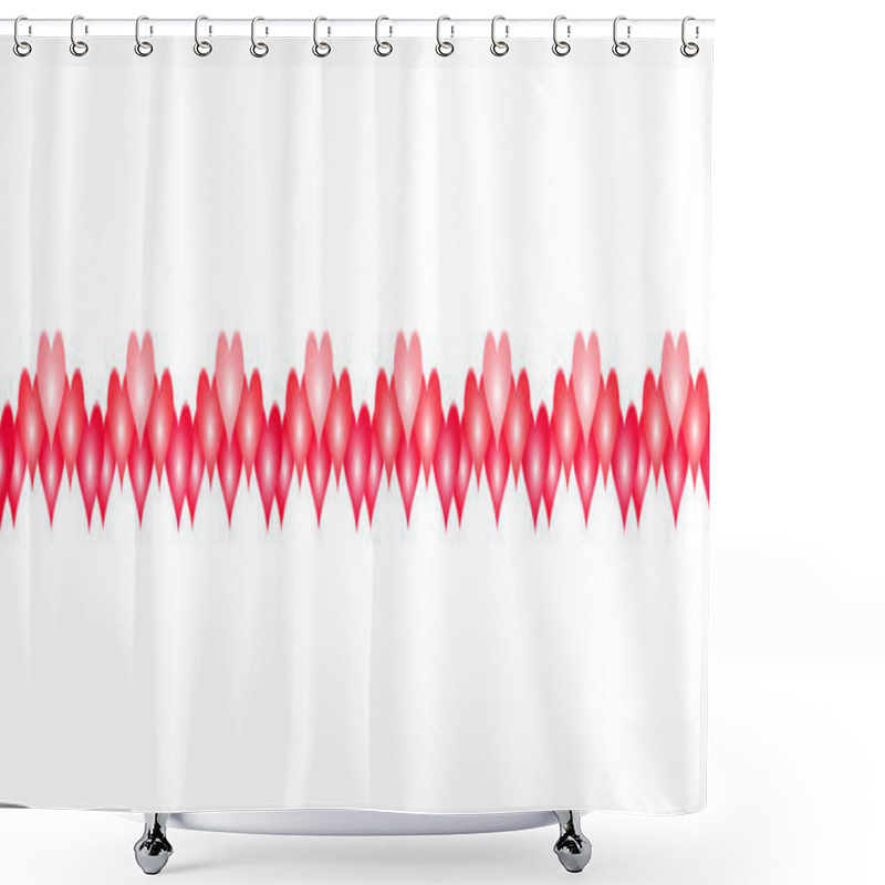 Personality  Valentines Day Horizontal Background Cute Red Hearts Seamless Border Pattern Shower Curtains