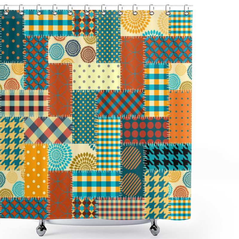 Personality  Patchwork Textile Pattern. Seamless Quilting Design Background. Shower Curtains