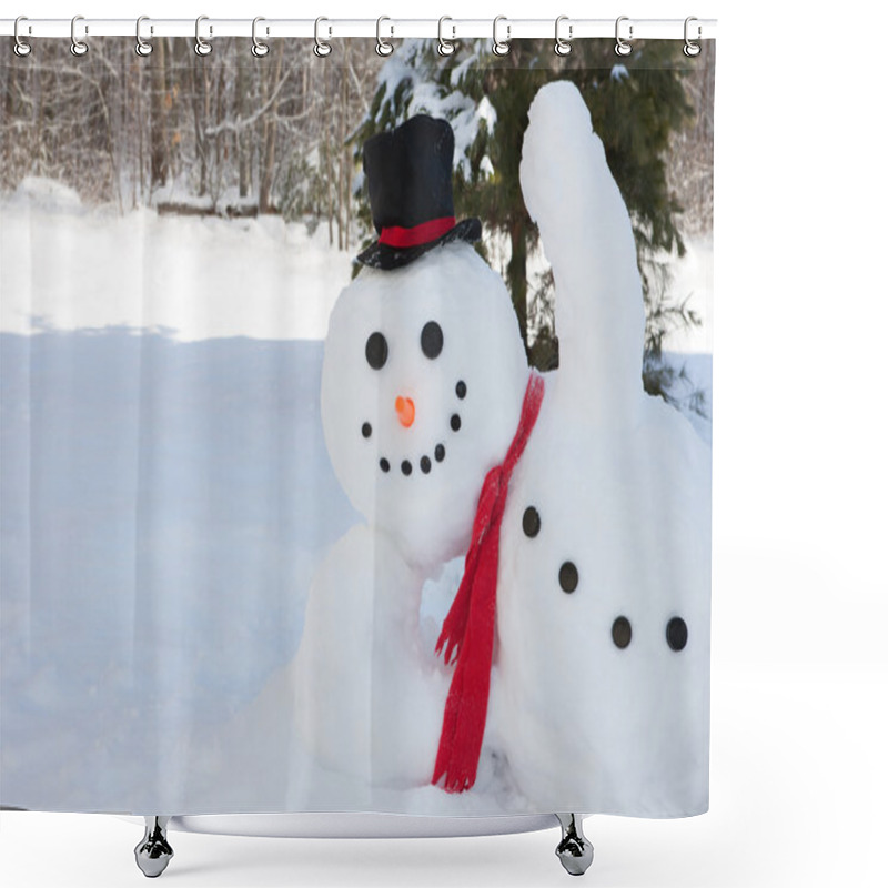 Personality  Snowman Waving Shower Curtains