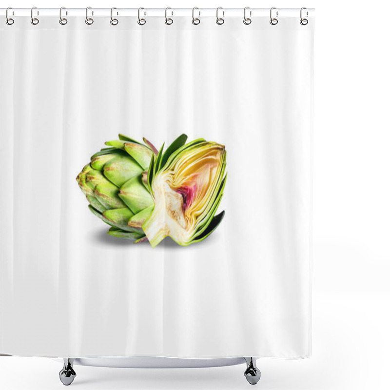 Personality  Globe Artichoke Or Cynara Cardunculus Fruits On Isolated White Background Shower Curtains