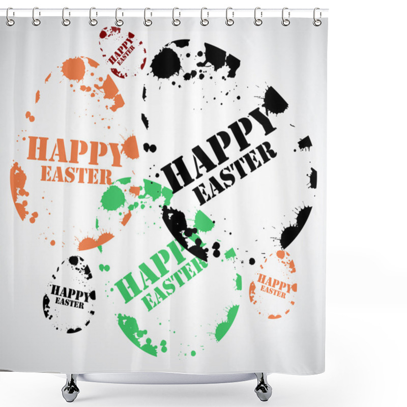 Personality  Happy Easter Stamp Vector Illustration   Shower Curtains