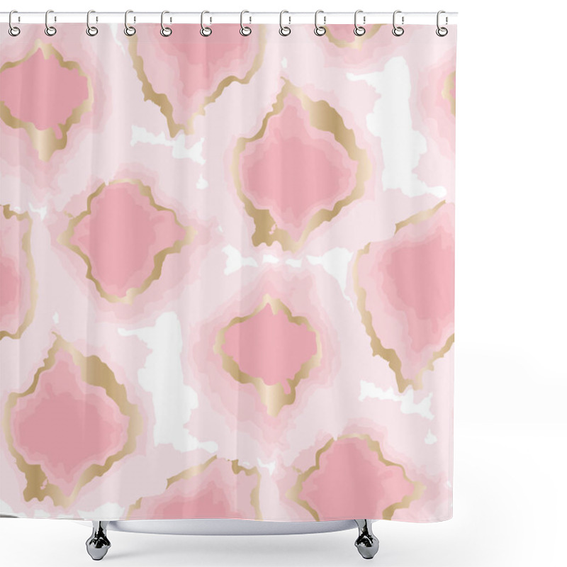 Personality  Gold And Rosy Natural Shapes Seamless Pattern Shower Curtains