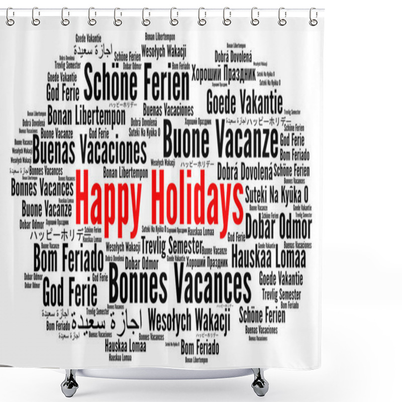 Personality  Happy Holidays Word Cloud In Different Languages Shower Curtains