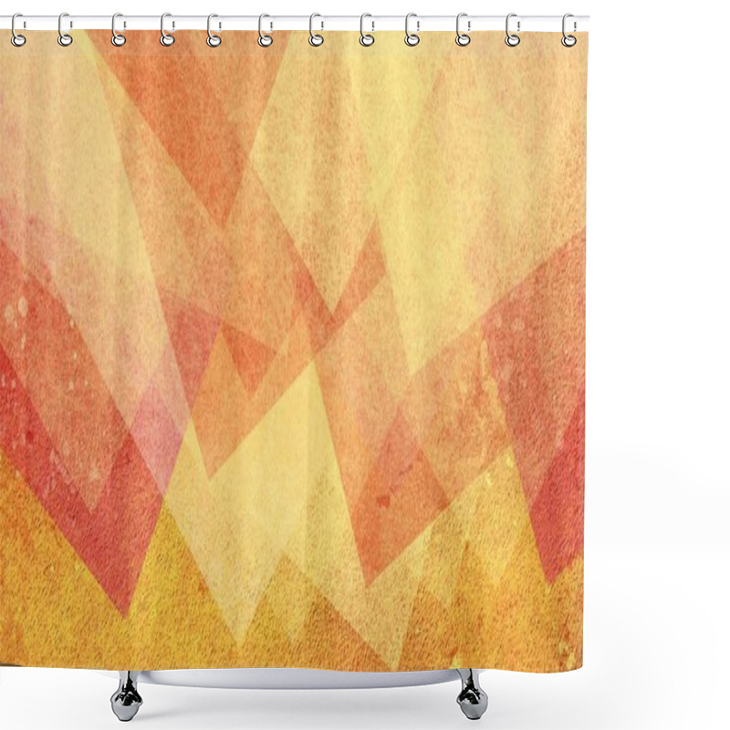 Personality  Abstract Background With Layers Of Textured Transparent Shapes In Red Orange And Yellow Design, Geometric Layout Shower Curtains