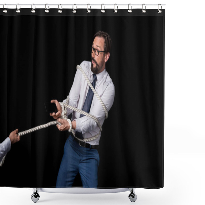 Personality  Person Pulling Tied Businessman Shower Curtains