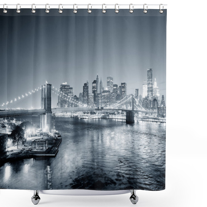 Personality  New York City Manhattan Downtown Black And White Shower Curtains