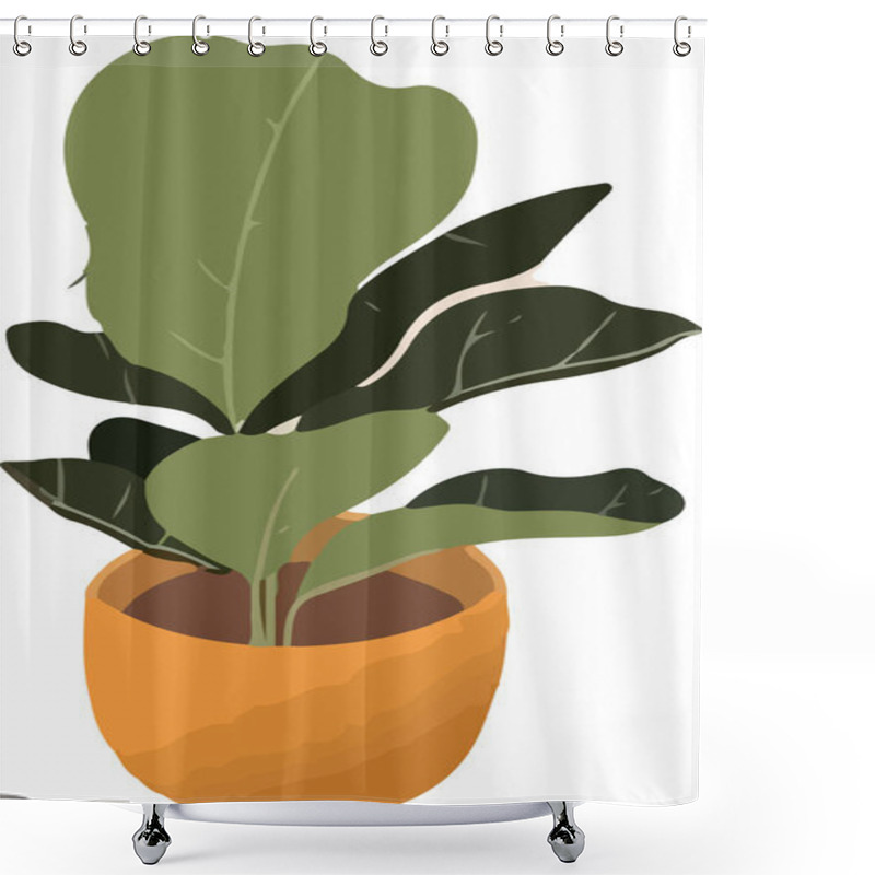 Personality  Vector Illustration Of Plants In The Pot Shower Curtains