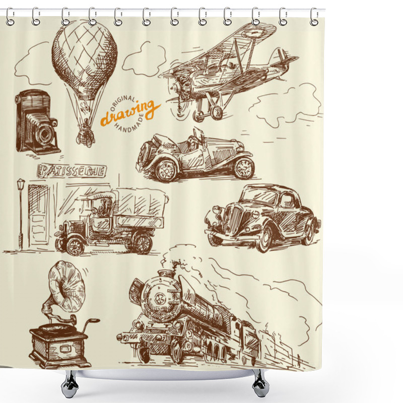 Personality  Old Times-original Hand Drawn Set Shower Curtains