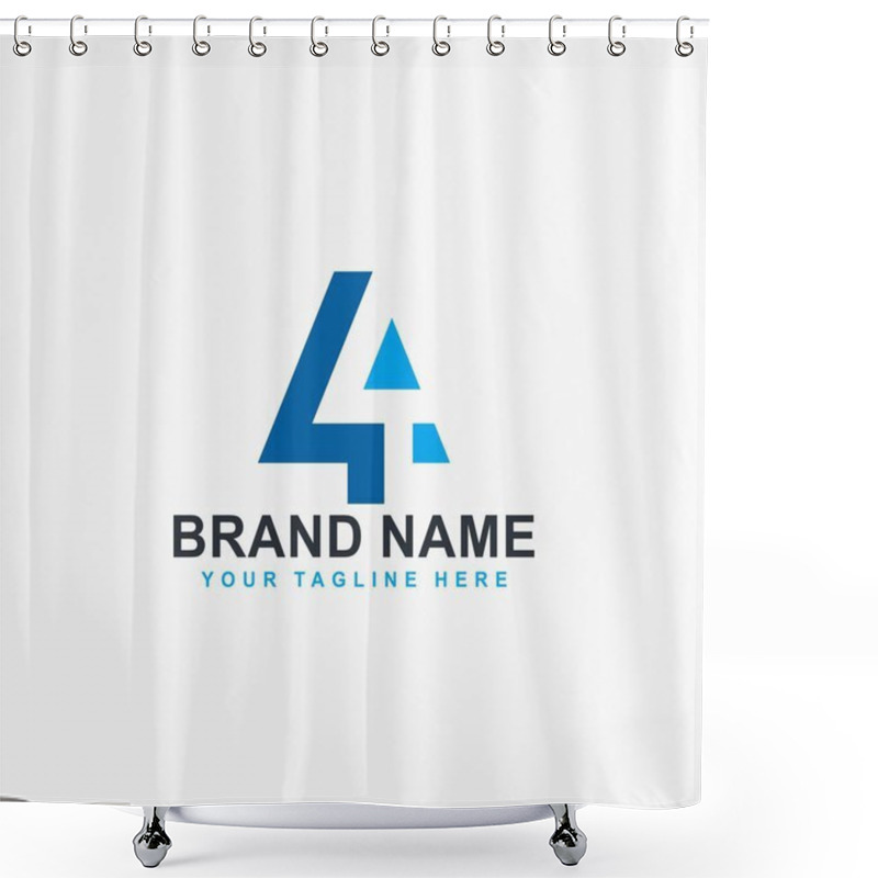 Personality  4 Monogram In Triangle Logo Design Vector. Four Icon Logo Symbol. Shower Curtains