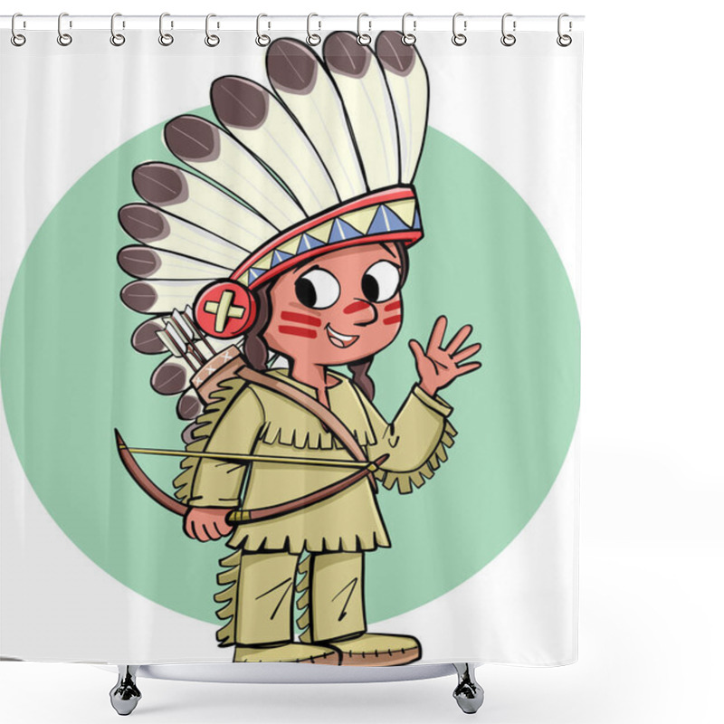 Personality  Indian Chief With Bow And Plume On Head Shower Curtains