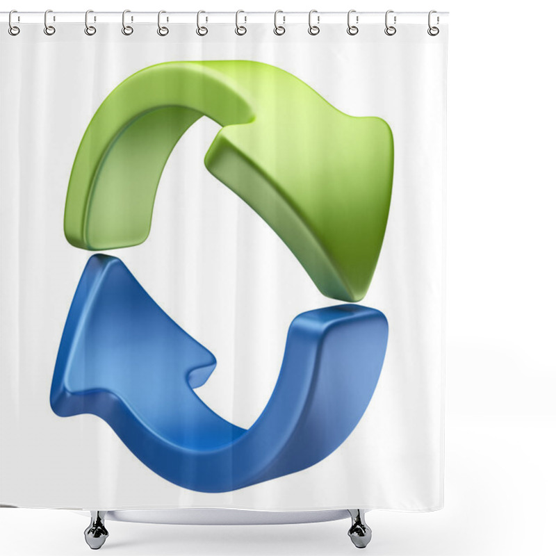 Personality  Arrows Icon 3D. Recycle Symbol Isolated On White Shower Curtains