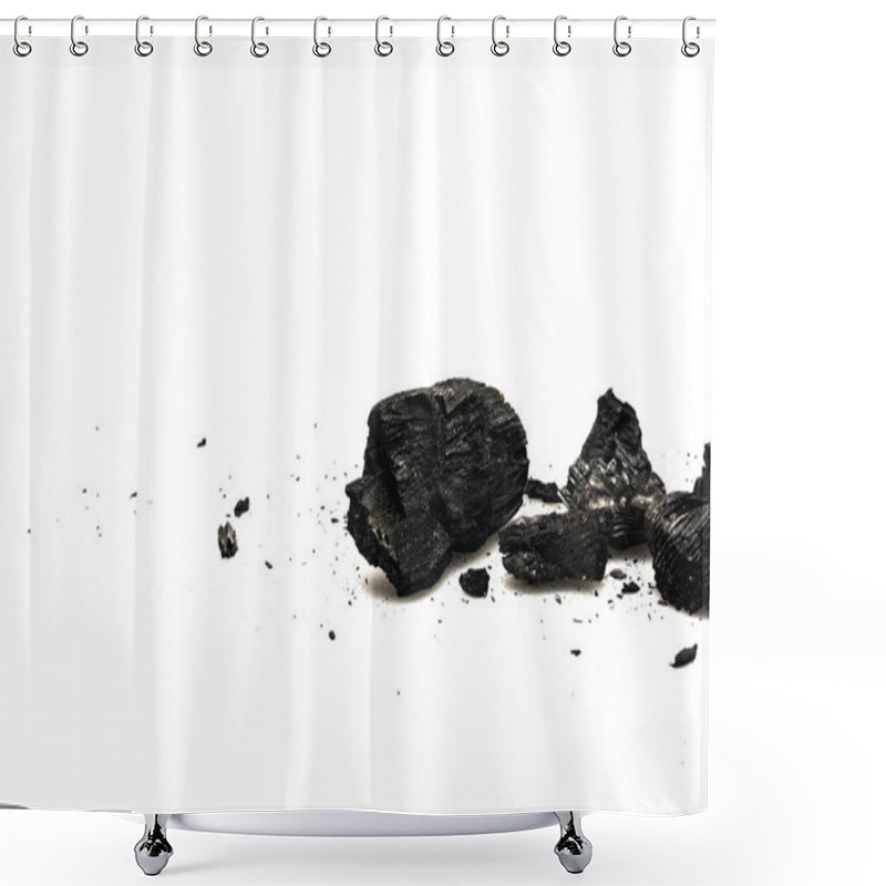 Personality  Black Burnt Firewood With Ash On White Surface Shower Curtains