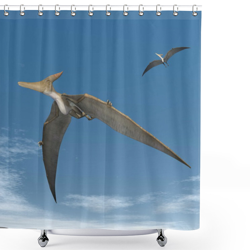 Personality  Pteranodon Dinosaurs Flying - 3D Render Shower Curtains