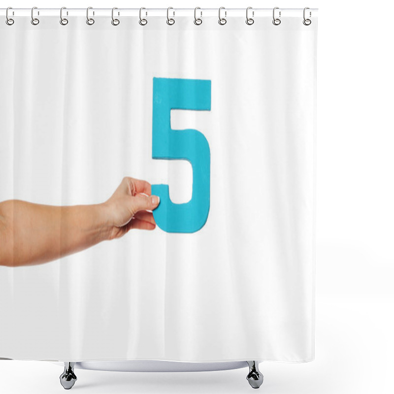 Personality  Hand Holding Up The Number Five From The Left Shower Curtains