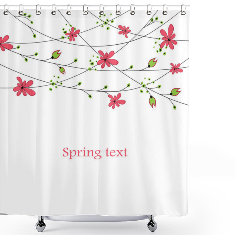 Personality  Abstract Background With Red Flowers. Shower Curtains