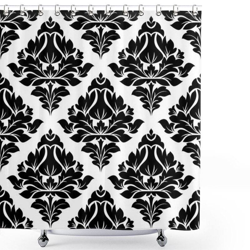 Personality  Floral Arabesque Pattern With A Diamond Motif Shower Curtains