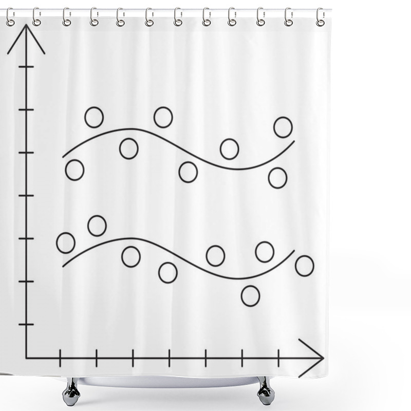 Personality  Function Approximation Icon. Simple Outline Monochrome Black Vector Pictogram With Thin Lines On A Transparent Background. Line Thickness Is Editable Shower Curtains