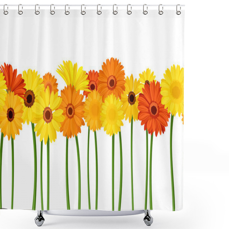 Personality  Horizontal Seamless Background With Gerbera Flowers. Vector Illustration. Shower Curtains