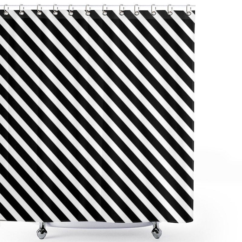 Personality  Black And White Diagonal Stripes Vector Background Shower Curtains