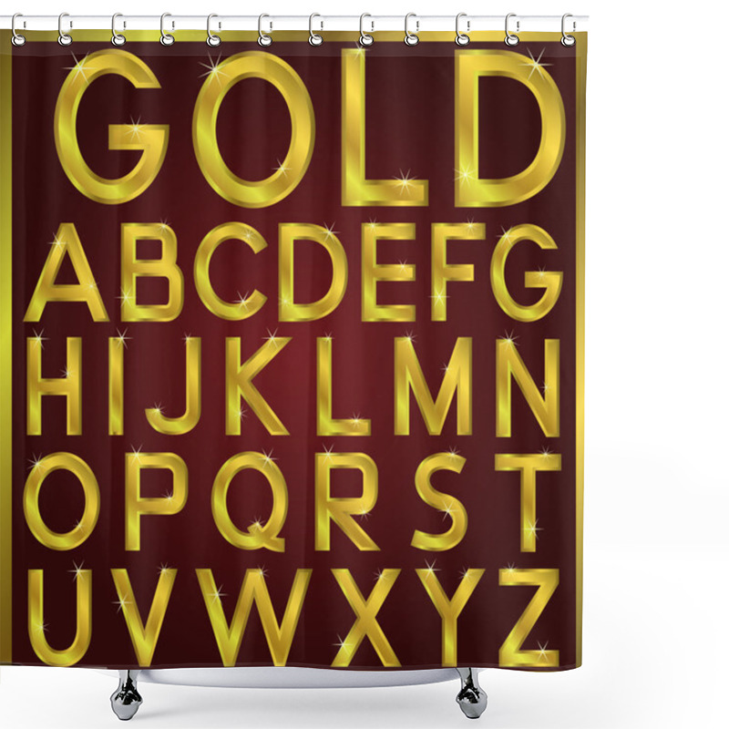 Personality  Vector Golden Alphabet Shower Curtains