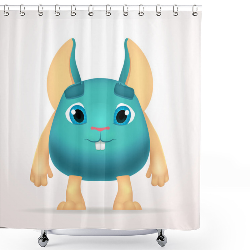 Personality  Big Goofy Mouse Mutant Character. Fun Fat Monster Isolated On Light Background. Silly Cartoon Rabbit For Kids Design Shower Curtains