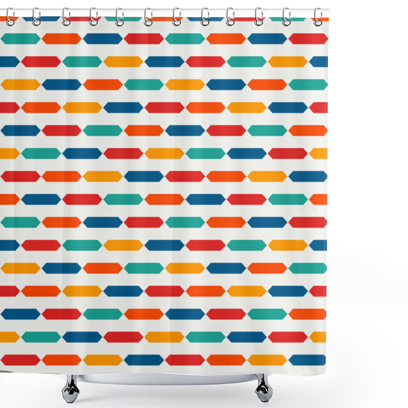 Personality  Seamless Surface Pattern With Broken Horizontal Lines. Dashes Motif. Repeated Rectangle Blocks. Hatched Wallpaper. Shower Curtains