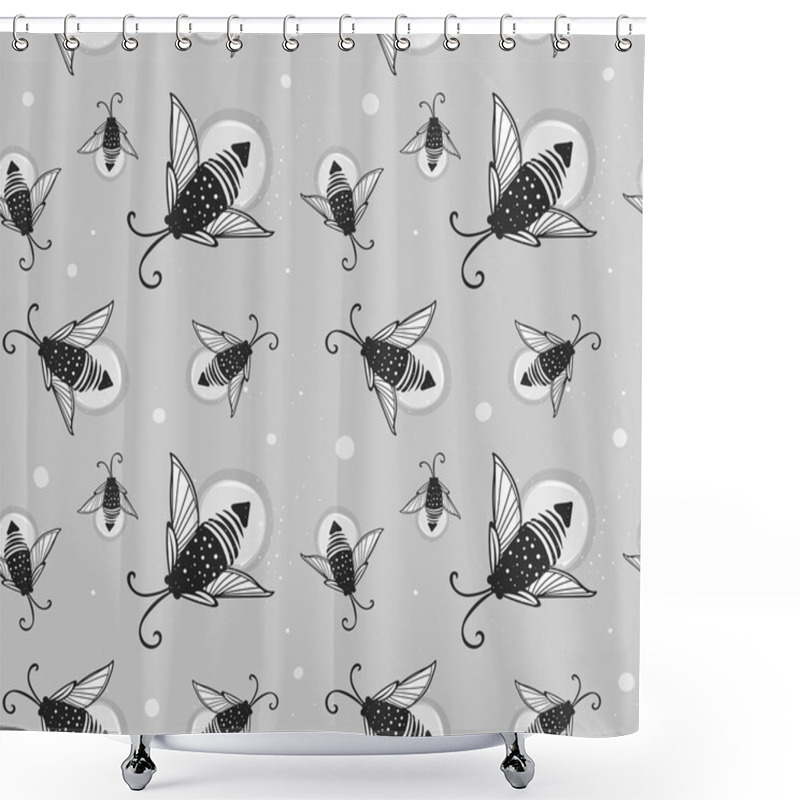 Personality  Hand-drawn Seamless Cartoon Fireflies Bugs Design. Shower Curtains