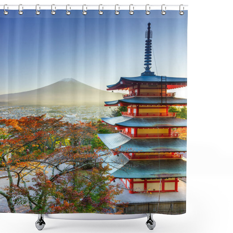 Personality  Mt. Fuji With Chureito Pagoda, Fujiyoshida, Japan Shower Curtains