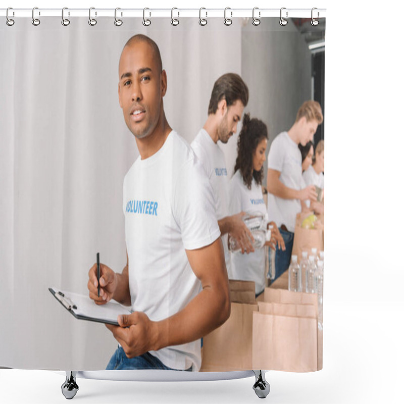 Personality  African American Volunteer With Clipboard Shower Curtains