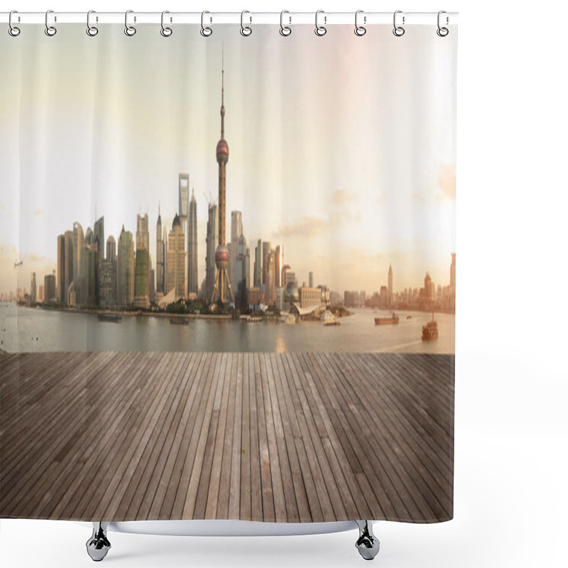 Personality  Shanghai Bund Landmark Skyline Urban Buildings Landscape Shower Curtains