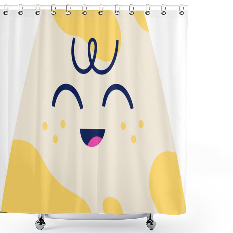 Personality  Childish Smiling Character Surrounded By Yellow Abstract Patterns. Vector Illustration. Shower Curtains