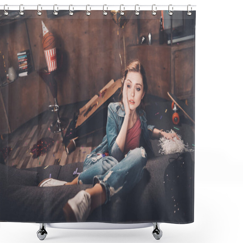 Personality  Young Woman After Party  Shower Curtains