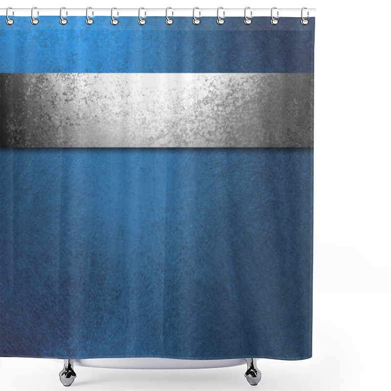 Personality  Blue Background Silver Ribbon Shower Curtains