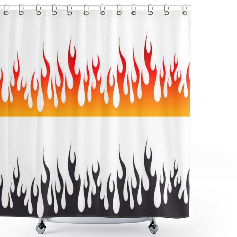 Personality  Fire Flames. Painted Flames. Cartoon Campfire. Black And Red Fiery Flames. Vector Scalable Graphics Shower Curtains