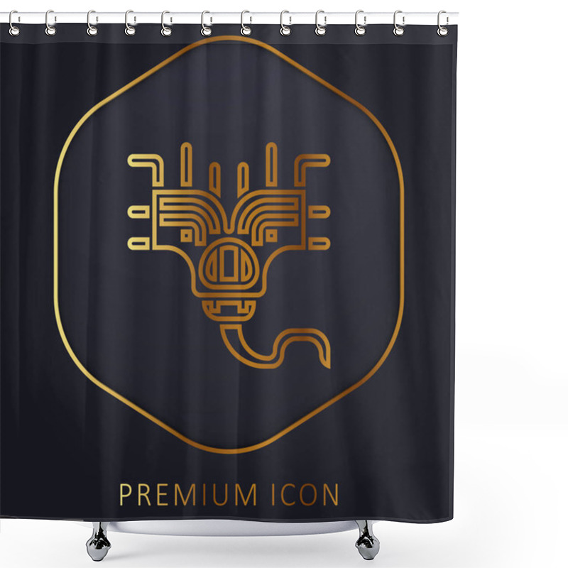 Personality  Alien Golden Line Premium Logo Or Icon Shower Curtains